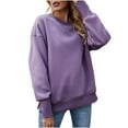 thumbnail image 1 of IROINNID Polyester Long Sleeve T Shirt for Women Cotton Shirts for Women Daily New Bottom Split Fleece Round Neck Pullover With Plush And Thickened Sweater,Purple, 1 of 8