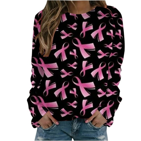 IROINNID Polyester Long Sleeve T Shirt for Women Comfortable Round Neck Printed Ladies Sweatshirt Tops Blouse,Black