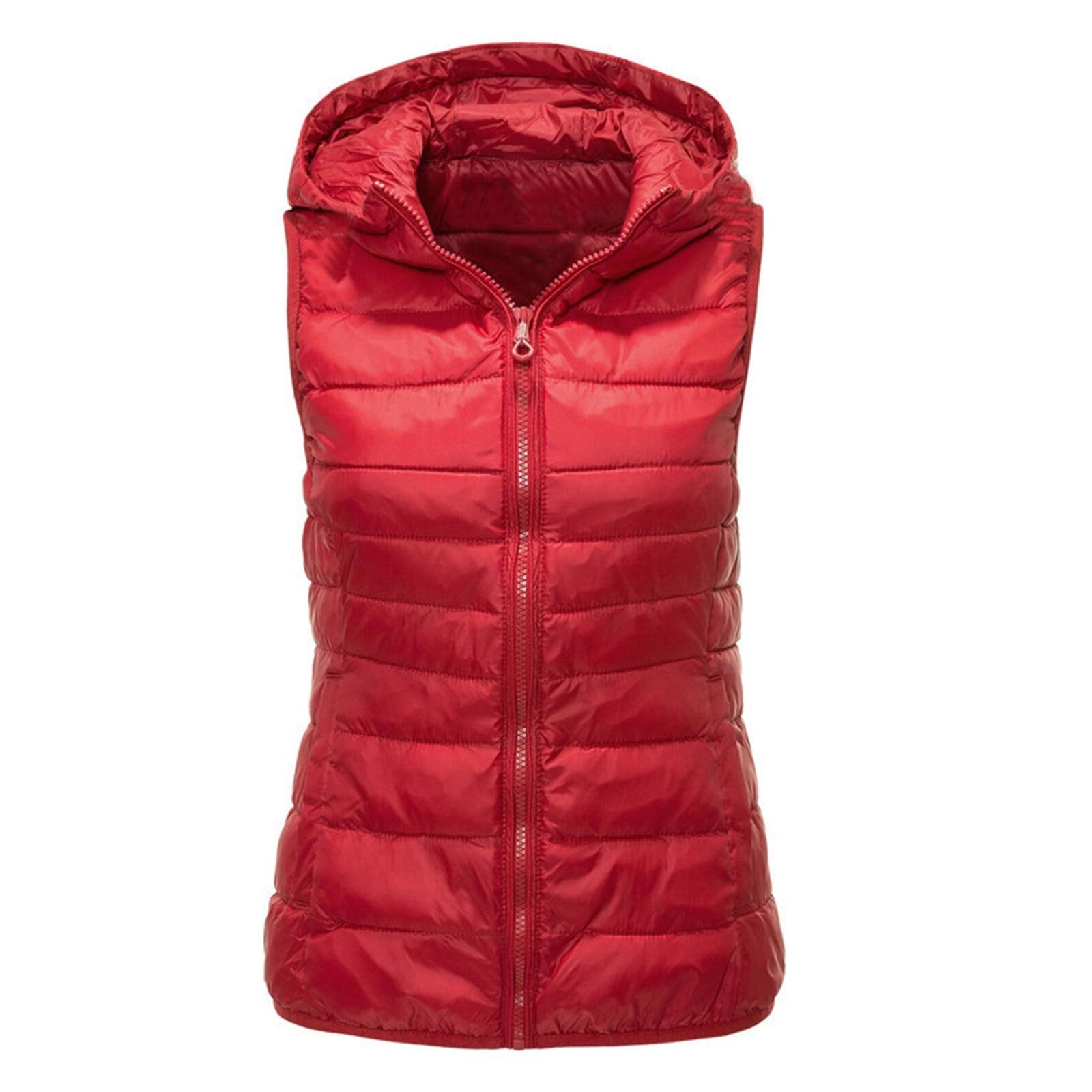 Women's Lightweight Hooded Puffer Vest - Quilted Sleeveless Jacket For Winter, Casual Zip-Up Outerwear