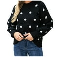 thumbnail image 1 of IROINNID Pullover Sweater for Women Comfortable Dot Print Long Sleeve Pullover Round Neck Cute Warm Versatile Sweater,Black, 1 of 7
