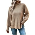 thumbnail image 1 of IROINNID Pullover Sweater for Women Knitted Turtleneck Solid Pullover Long Sleeve Winter Warm Versatile Basic Sweater,Khaki, 1 of 7
