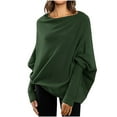 thumbnail image 1 of IROINNID Pullover Sweater for Women Long Sleeves Boat Neck Loose Pullover Loose Fit Knitted Casual Sweater,Green, 1 of 6