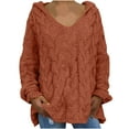 thumbnail image 1 of IROINNID Pullover Sweater for Women Loose Fit Hooded Large Size Sweater Long Sleeve Knit Breathable Pullover,Brown, 1 of 7