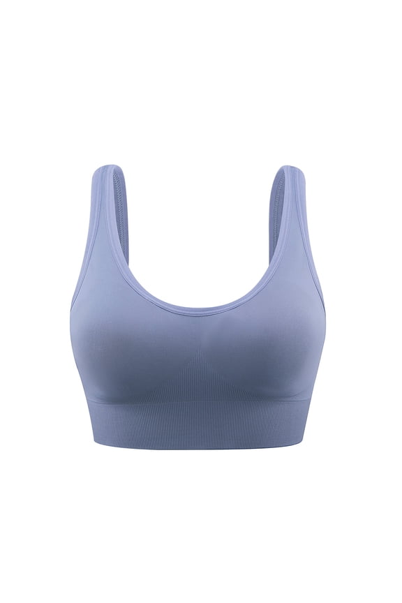 Push Up Bra for Women Sports Bras Yoga Solid Sleeveless Cold Shoulder Casual Blouse Tops Intimates,Blue