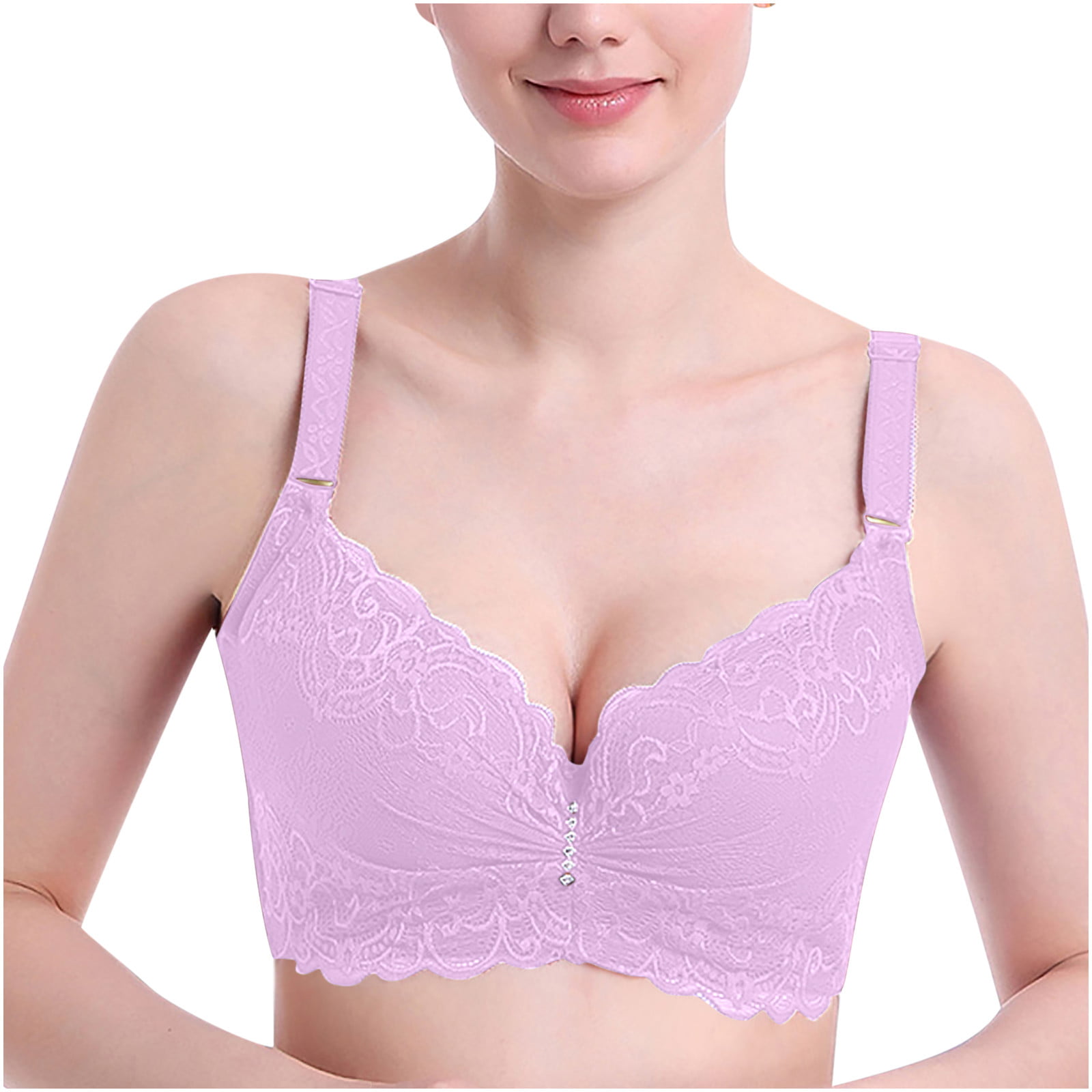 IROINNID Push-Up Bras For Women Solid Plus Size Underwire Lace Comfortable  Push Up Hollow Out Underwear 