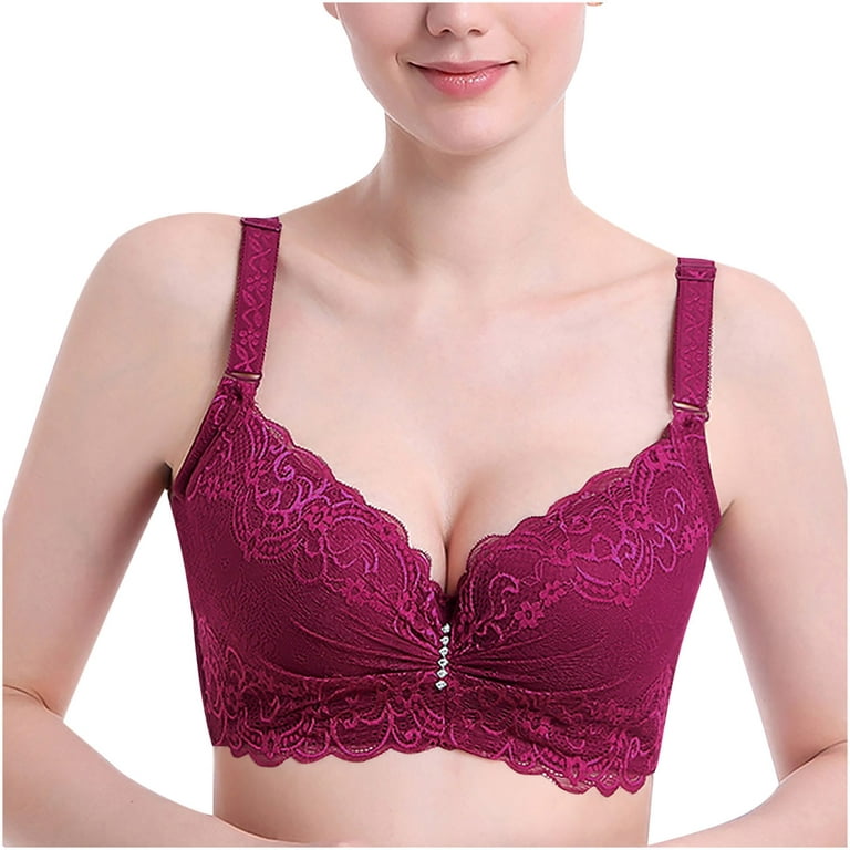 IROINNID Push-Up Bras For Women Solid Plus Size Underwire Lace Comfortable  Push Up Hollow Out Underwear 