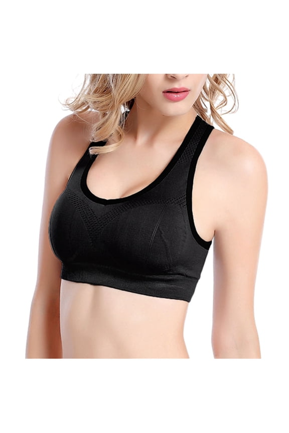 Racerback Bras for Women Sports Bras Seamless Stretch Sport Bra Padded Fitness Tops Workout Gym Yoga Vest,Black