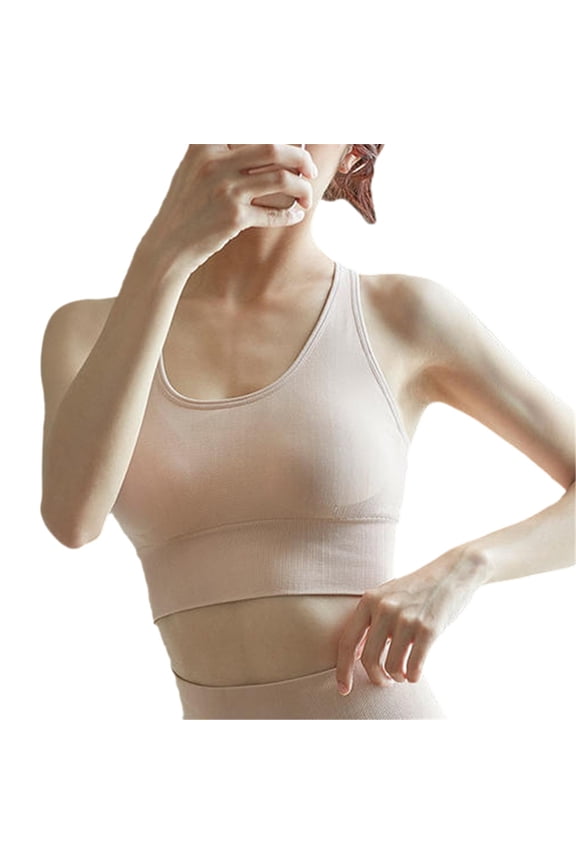 Racerback Bras for Women Sports Bras Sports Bra Elasticity Push Up Yoga Fitness Sports Bustier Without Underwire,Beige