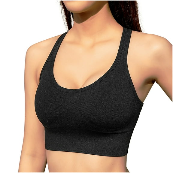 IROINNID Racerback Bras for Women Sports Bras Yoga Solid Sleeveless Cold Shoulder Casual Blouse Tops Intimates,Black