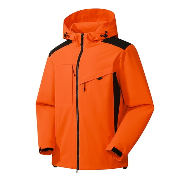 IROINNID Rain Jacket for Women Outdoor Windbreaker Waterproof Jacket Warm Hooded Softshell Coat Hiking Mountaineering Jacket Outerwear,Orange