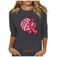 thumbnail image 1 of IROINNID Reduced Breast Cancer Pullover for Women Breast Cancer Awareness Casual Printed Loose T-shirt 3/4 Sleeves Blouse Round Neck Tops,Gray, 1 of 5