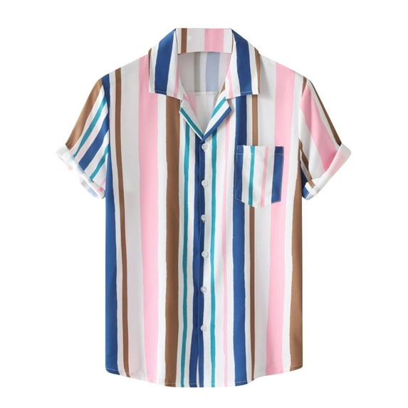 IROINNID Reduced Button Down Shirts for Men New Lapel Plaid Shirt Jacket Long Sleeve Turndown Collar Blouse & Shirt,Pink