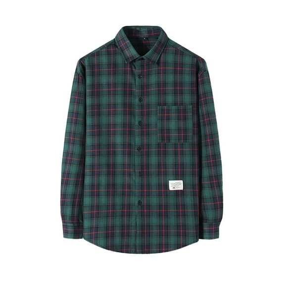 IROINNID Button Down Shirts for Men The New Regular-fit Long-Sleeve Plaid Flannel Shirt,Green