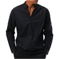 thumbnail image 1 of IROINNID Button Down Shirts for Men able Deep V Long Sleeve Shirt Solid Color Multi-code,Black, 1 of 9