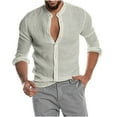 thumbnail image 1 of IROINNID Reduced Button Up Shirts for Men Button V-Neck Long Sleeve T-Shirt Autumn Solid Loose Blouse Tops,Gray, 1 of 6