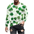 thumbnail image 1 of IROINNID Reduced Button Up Shirts for Men New Saint Patrick 3D Printed Long Sleeve T-shirt Loose Round Neck Undercoat Top Blouses & Shirts,White, 1 of 5