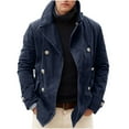 thumbnail image 1 of IROINNID Cardigan for Men Leisure Solid Turndown Hooded coat Multi-button Coat,Blue, 1 of 3