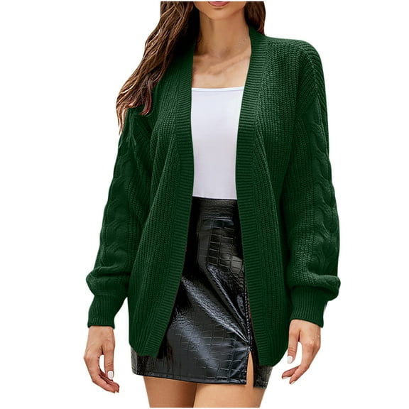 IROINNID Cardigans Sweater for Women Front Open Solid All-match Casual Knitted Sweater Winter Autumn Relaxed Fit Top,Olive Green