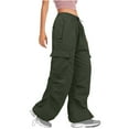 thumbnail image 1 of IROINNID Cargo Pants for Women Vintage Street Style Star Print Spicy Girl Low Waist Straight Tube Slimming Pants,Olive Green, 1 of 8