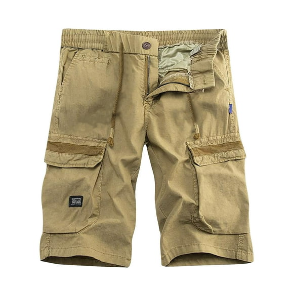 IROINNID Reduced Cargo Shorts for Men Summer Outdoors Patchwork Color Button Pocket Sport Shorts Pants,Khaki