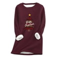 thumbnail image 1 of IROINNID Reduced Christmas Sweatshirts for Women Ladies Winter Plus Fleece Warm Christmas Print Long Top,Burgundy, 1 of 5