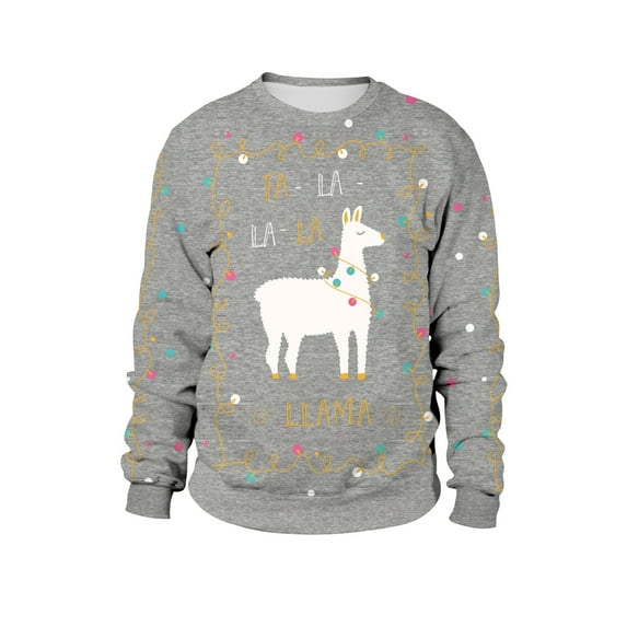 IROINNID Reduced Crew Neck Pullover Sweatshirts Comfy Christmas Clothing Loose Tops Christmas Day Long Sleeve Graphic Print Sweater,Gray