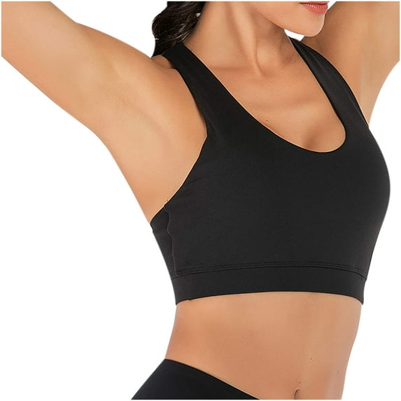 IROINNID Reduced Cross-Back Bra for Women Sports Bras Yoga Solid Sleeveless Cold Shoulder Casual Blouse Tops Intimates,Black