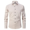 thumbnail image 1 of IROINNID Dress Shirts for Men Long Sleeve Dress Shirt Regular Fit Button-Down Solid Shirts Turndown Collar Blouse & Shirt,Khaki, 1 of 4