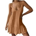 thumbnail image 1 of IROINNID Dress for Women 2023 Mini Dress V-Neck Color Loose Suspender Backless Sleeve Dress Homecoming Party Night Sundress,Coffee, 1 of 5