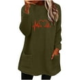 thumbnail image 1 of IROINNID Reduced Fall Shirts for Women Long Sleeve Tops Winter Warm Loose Fit Solid Plush Crewneck Pullover Thermal Fleece Tops with Pocket,Olive Green, 1 of 4