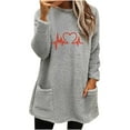 thumbnail image 1 of IROINNID Reduced Fall Shirts for Women Long Sleeve Tops Winter Warm Loose Fit Solid Plush Crewneck Pullover Thermal Fleece Tops with Pocket,Gray, 1 of 4