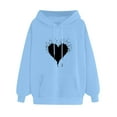 thumbnail image 1 of IROINNID Reduced Hoodie for Women Comfortable Sweater Heart Pattern Printed Hooded Pocket Drawstring Sweater,Sky Blue, 1 of 4