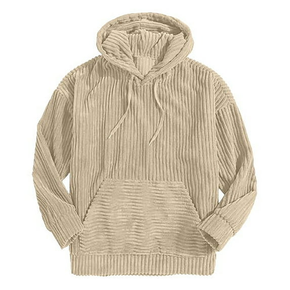 IROINNID Reduced Hoodies for Men Loose And Winter Solid Color Hooded Sweatshirt Pullover,Beige