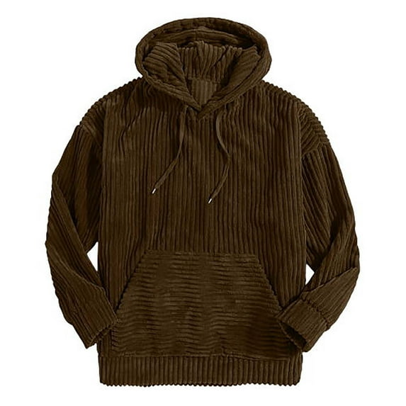 IROINNID Reduced Hoodies for Men Loose And Winter Solid Color Hooded Sweatshirt Pullover,Brown