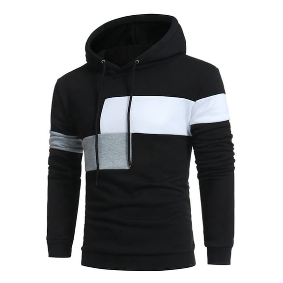 IROINNID Hoodies for Men Loose Long Sleeve Fashion Color Coat Jacket Outwear Sport Tops,Black