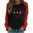 thumbnail image 1 of IROINNID Reduced Ladies Long Sleeve T Shirts Spring Patchwork Letter Printed Round Neck Lounge Tee Tops,Black, 1 of 6