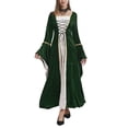 thumbnail image 1 of IROINNID Reduced Long Sleeve Dress for Women Full-Length Empire Dress Vintage Hooded Dress Tie Flared Sleeves Skirt,Green, 1 of 7