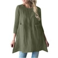 thumbnail image 1 of IROINNID Reduced Long Sleeve Dress for Women Mid-Length Shift Dress Round-Neck Comfy Long Sleeve Loose Solid Dress,Olive Green, 1 of 6