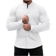 thumbnail image 1 of IROINNID Reduced Long Sleeve Shirts for Men Loose Solid T-shirt Blouse Round Neck Tops Buttons Cardigan,White, 1 of 5