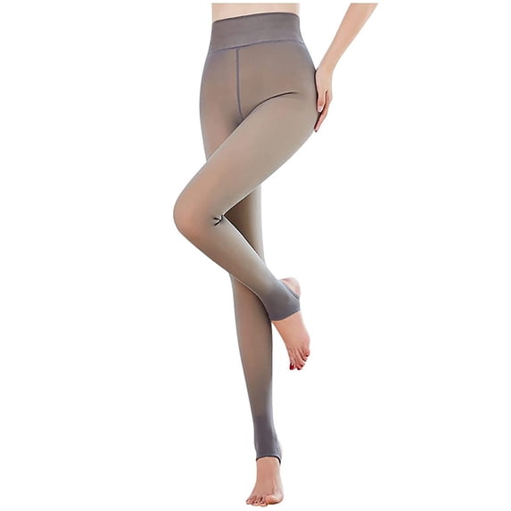 IROINNID Reduced Pantyhose for Women Thigh High Soft Socks Fake Translucent Warm Fleece Pantyhose Solid Coffee Original