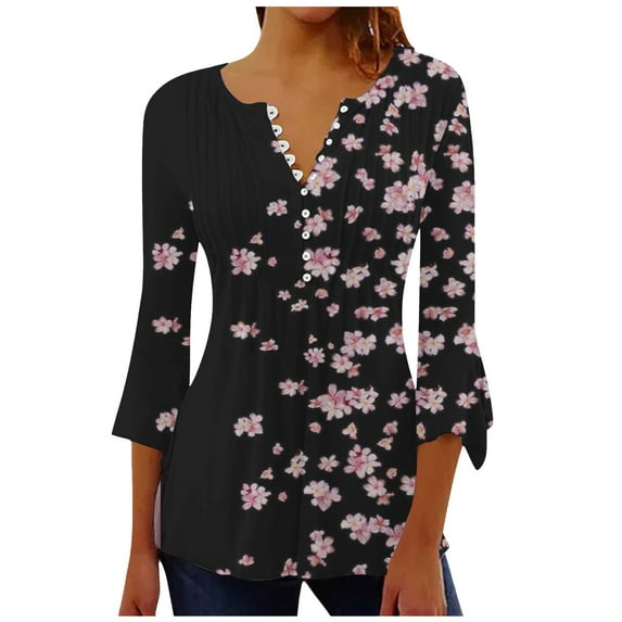 IROINNID Reduced Plus Size Shirts for Women Crew Neck Long Sleeve Daily Trumpet Solid Buttoned Basic Ruched Corset Tunic Tops Pleated T-shirts Blouses,Pink