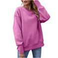 thumbnail image 1 of IROINNID Polyester Long Sleeve T Shirt for Women Cotton Shirts for Women Daily New Bottom Split Fleece Round Neck Pullover With Plush And Thickened Sweater,Hot Pink, 1 of 8