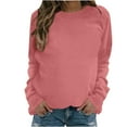 thumbnail image 1 of IROINNID Polyester Long Sleeve T Shirt for Women Daily Round Neck Solid Ladies Sweatshirt Tops Blouse,Watermelon Red, 1 of 4