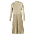 thumbnail image 1 of IROINNID Reduced Semi Formal Dress for Women Long Sleeve Sweater Dress Sweater Knitted Dress Solid Color Half Turtleneck Thickened Knee-length Mid-length Waist Dress,Khaki, 1 of 9
