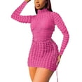 thumbnail image 1 of IROINNID Reduced Semi Formal Dress for Women Long Sleeve Cutout Dress Sexy Tie Hollow-out Wrap The Buttocks Dress,Hot Pink, 1 of 8