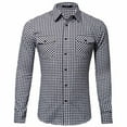 thumbnail image 1 of IROINNID Reduced Shirt with Pocket for Men Autumn Slim Fit Long Sleeve Turndown Lattice Top Blouse Shirt,Black, 1 of 3
