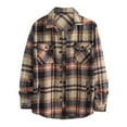thumbnail image 1 of IROINNID Reduced Shirt with Pocket for Men Turndown Long Sleeve Plaid Long-sleeve Button-down With s Shirt,Coffee, 1 of 6