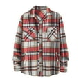 thumbnail image 1 of IROINNID Reduced Shirt with Pocket for Men Turndown Long Sleeve Plaid Long-sleeve Button-down With s Shirt,Red, 1 of 8