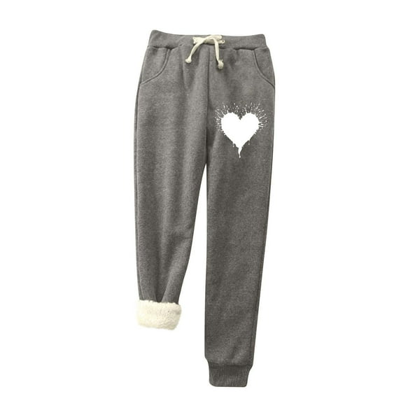 IROINNID Reduced Sweatpants for Women Thermal Relaxed Fit Printed Span Ladies High Waist Keep Warm Long Pants Full Length Pants Leggings,Gray