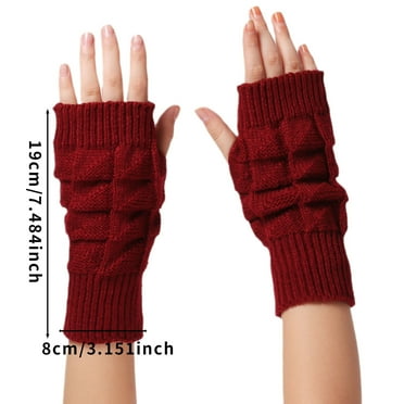 IROINNID Reduced Thermal Gloves for Women Knit Gloves Knitted Arm Finger-less Keep Warm Winter Gloves Soft Warm Mitten,Beige